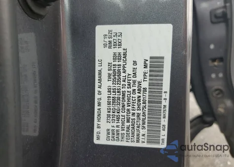 2020 Honda Odyssey Exl z USA, uszkodzony, nr VIN 5FNRL6H75LB017708